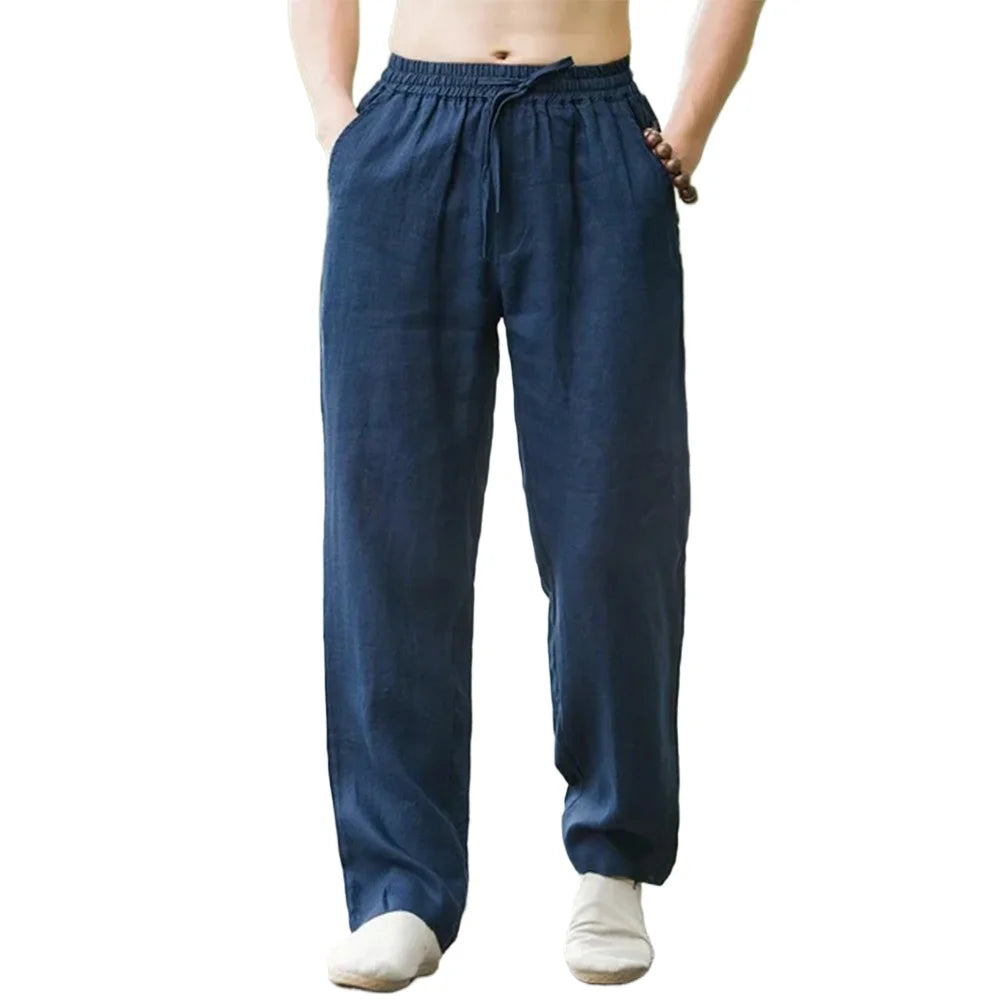 Pantalon droit coton-lin