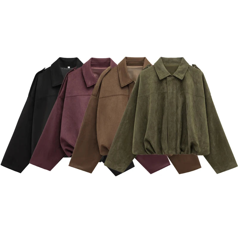 Veste bomber courte effet suédine