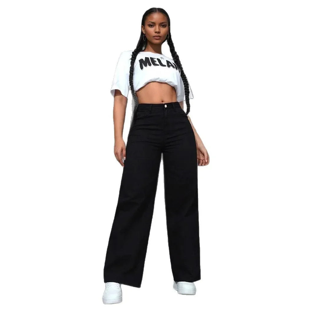 Jean large délavé taille haute