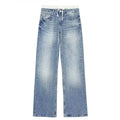 Jean droit bleu taille haute