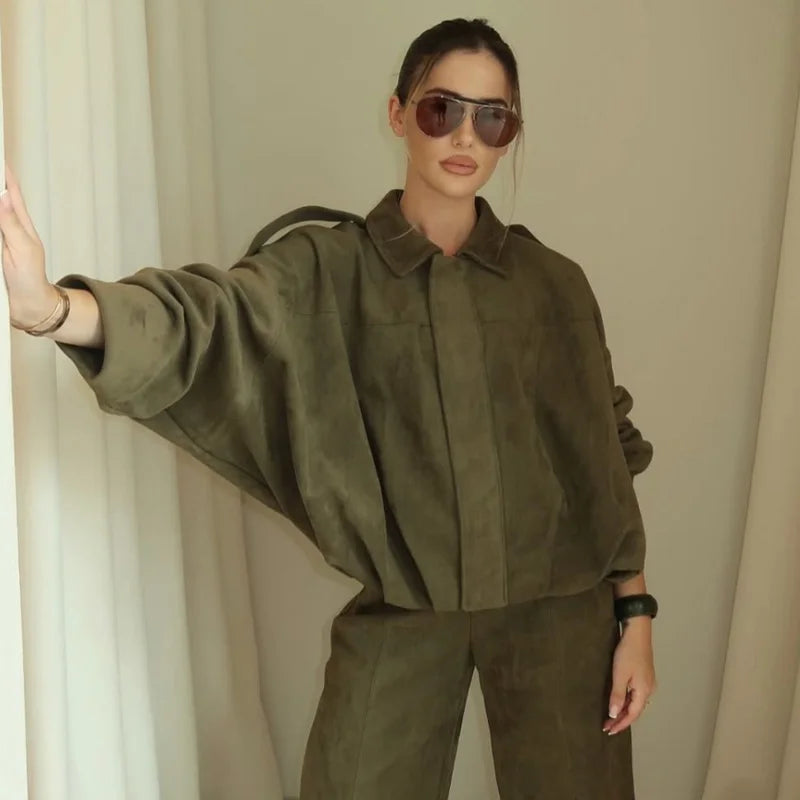 Veste bomber courte effet suédine