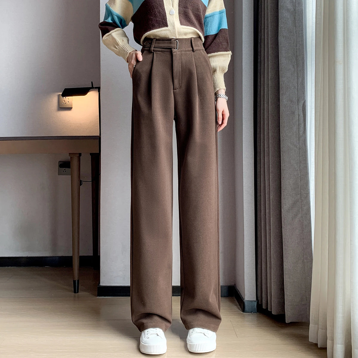 Pantalon large taille élastique