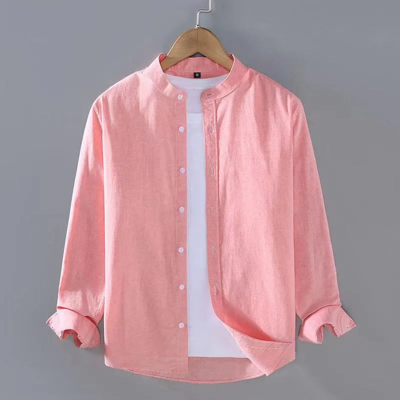 Chemise unie à col montant