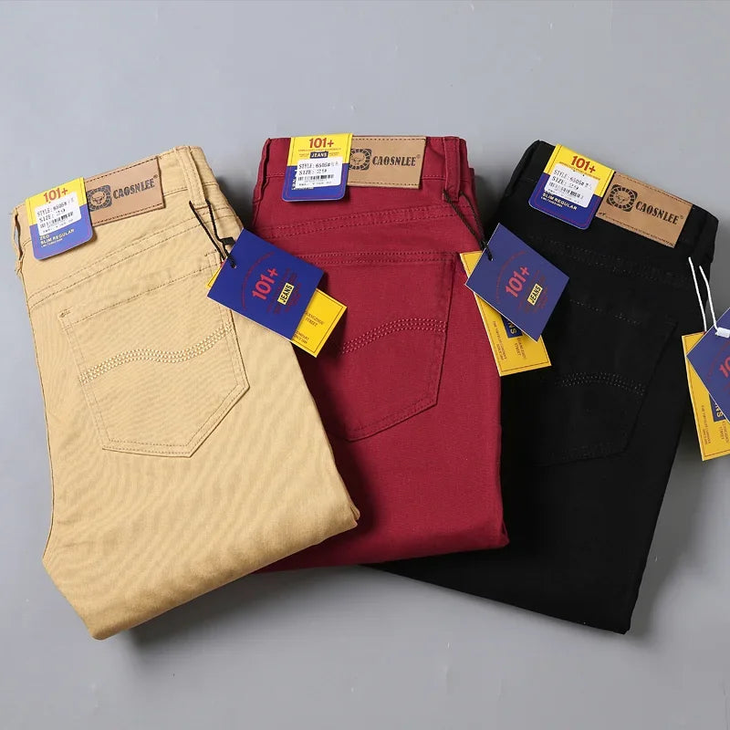 Jean droit extensible uni