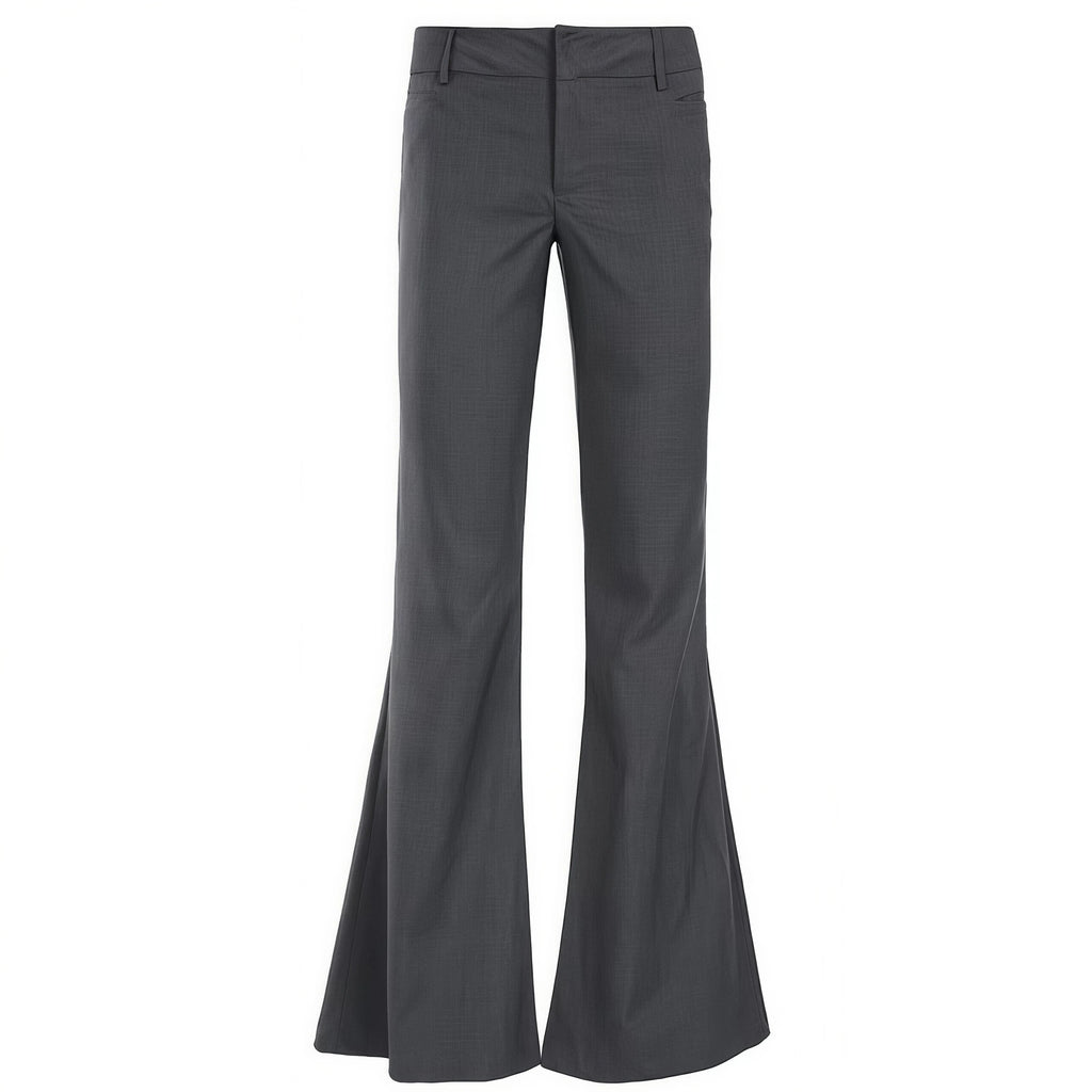 Pantalon évasé gris froncé