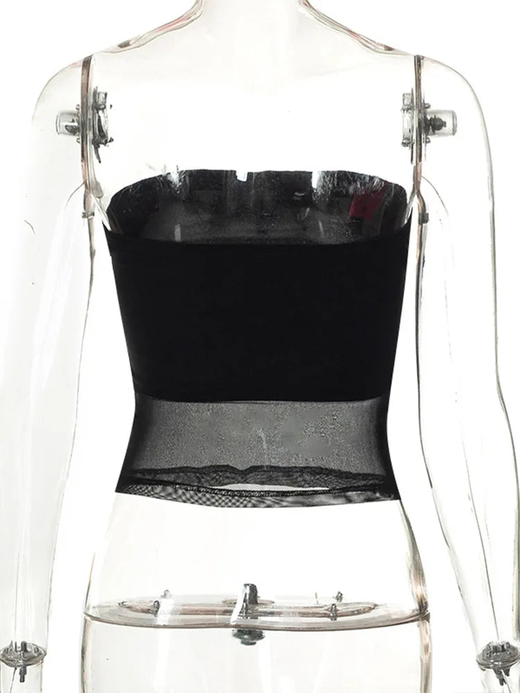 Top bustier noir en résille