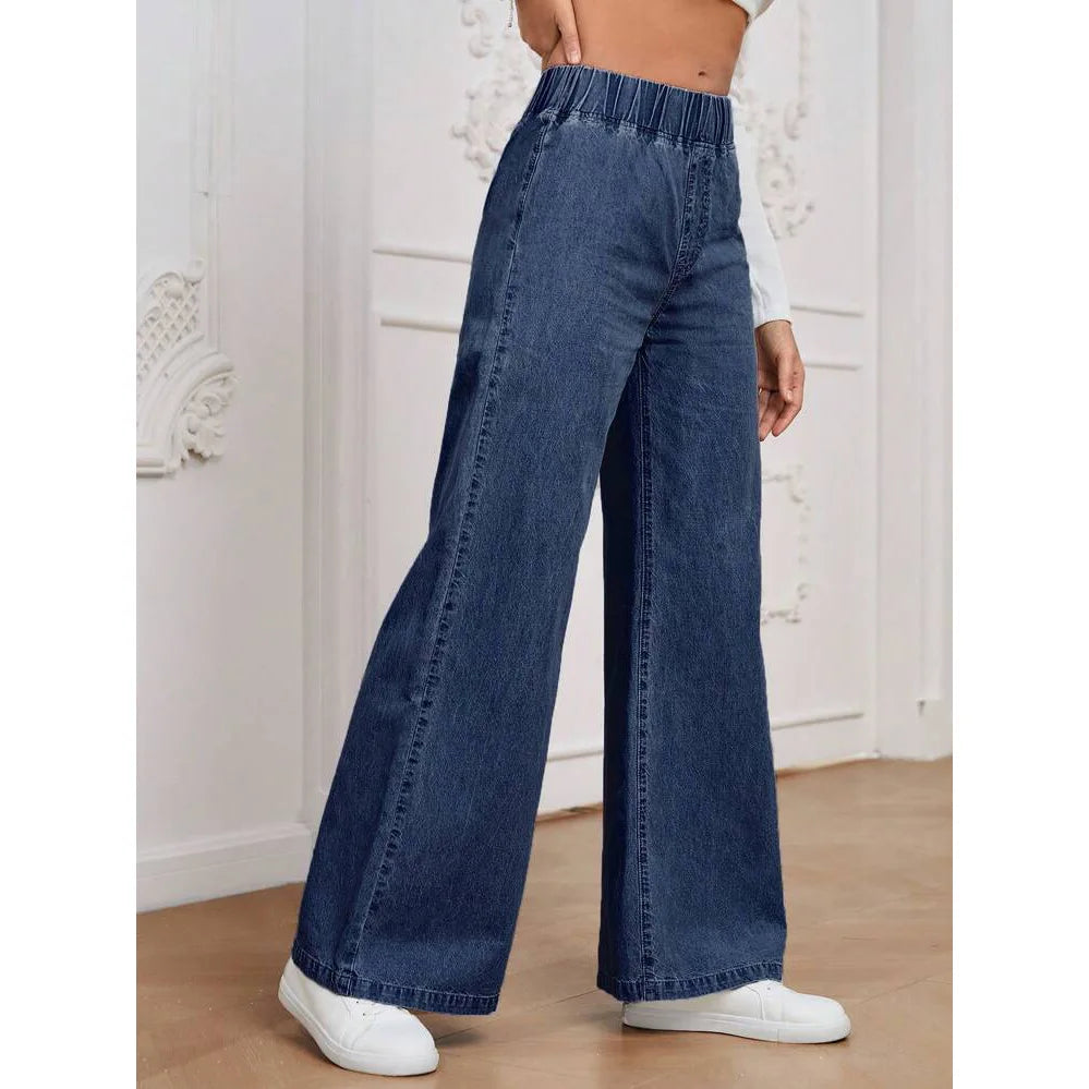 Jean large à taille élastique