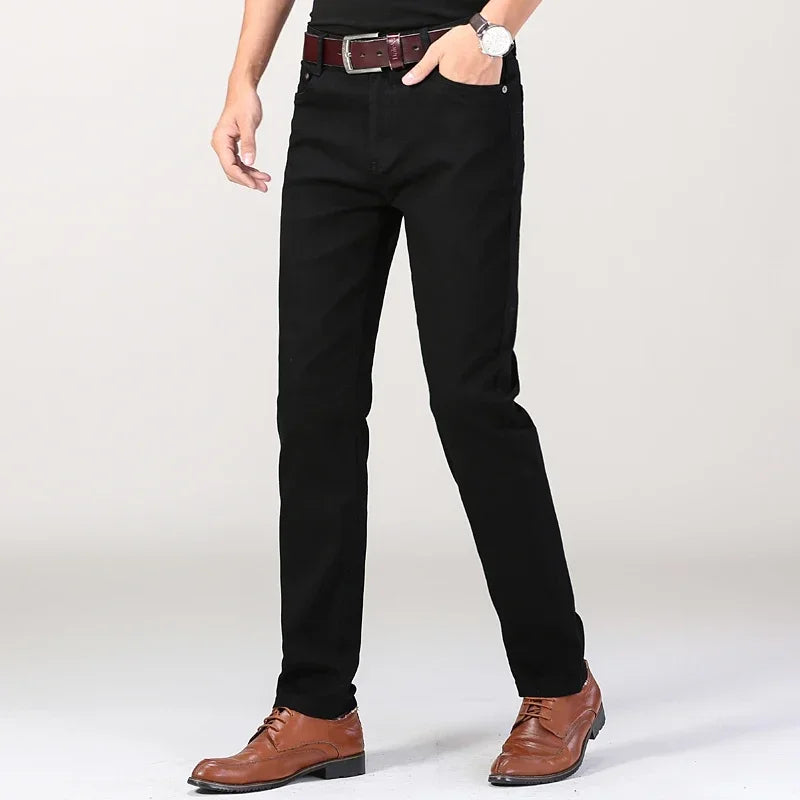 Jean droit extensible uni