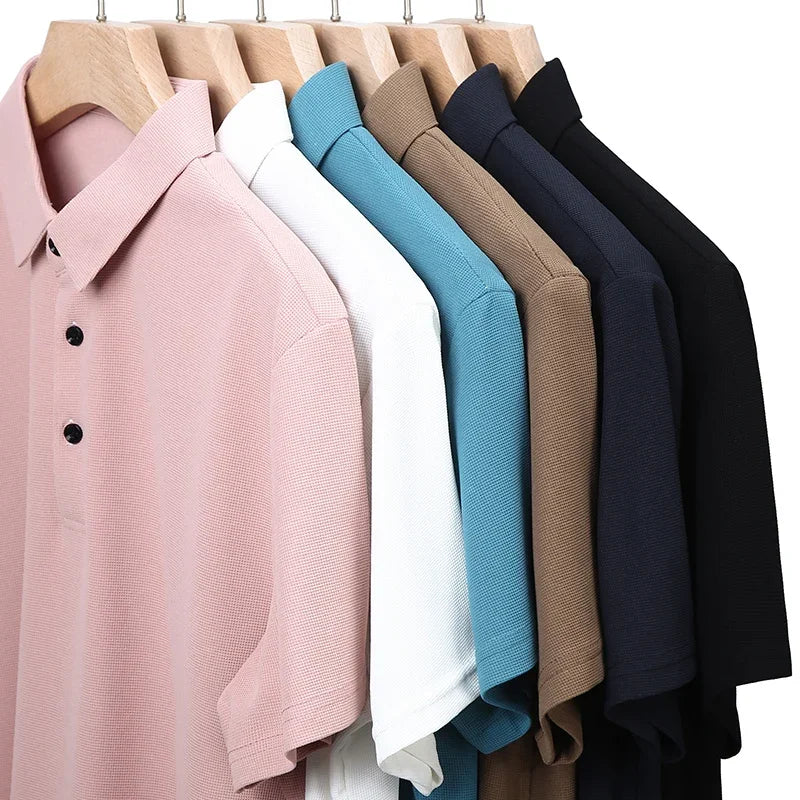 Polo uni en maille gaufrée