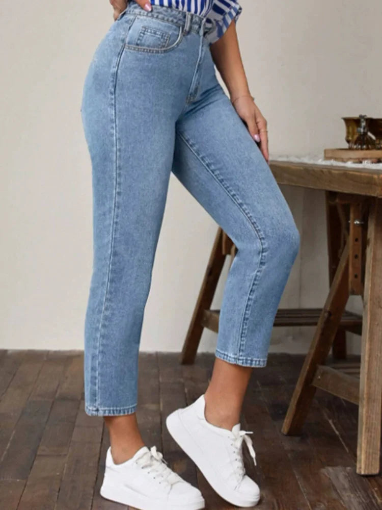 Jean droit taille haute