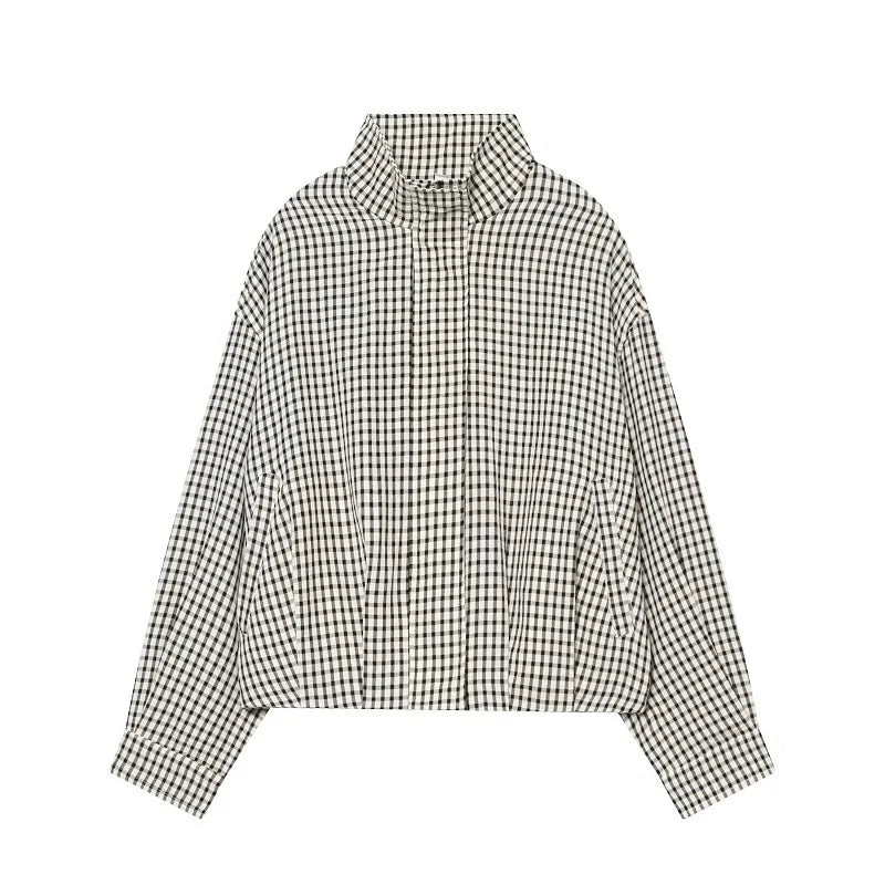 Veste bomber courte à carreaux