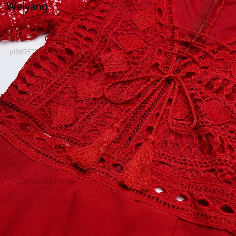 Robe courte à volants manches longues