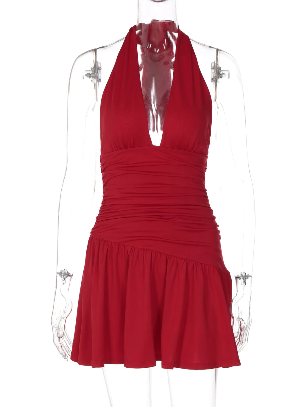Robe courte dos nu froncée