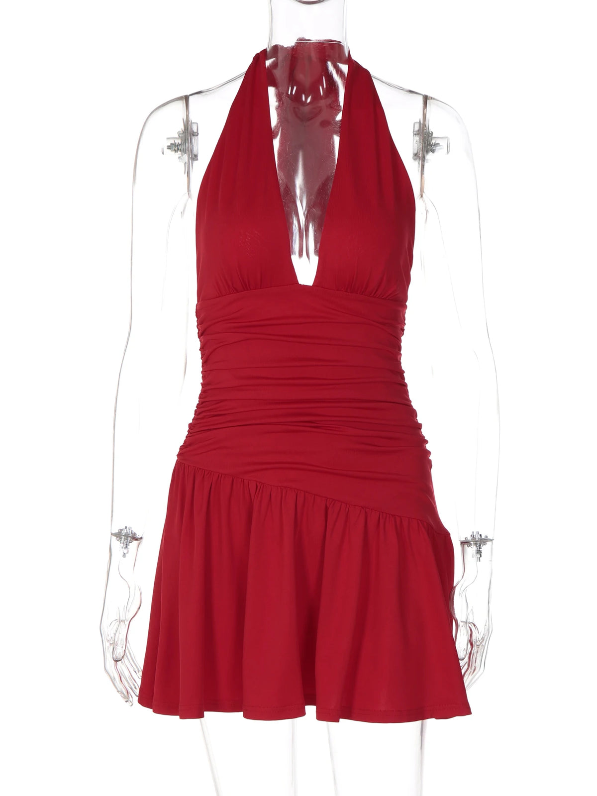 Robe courte dos nu froncée