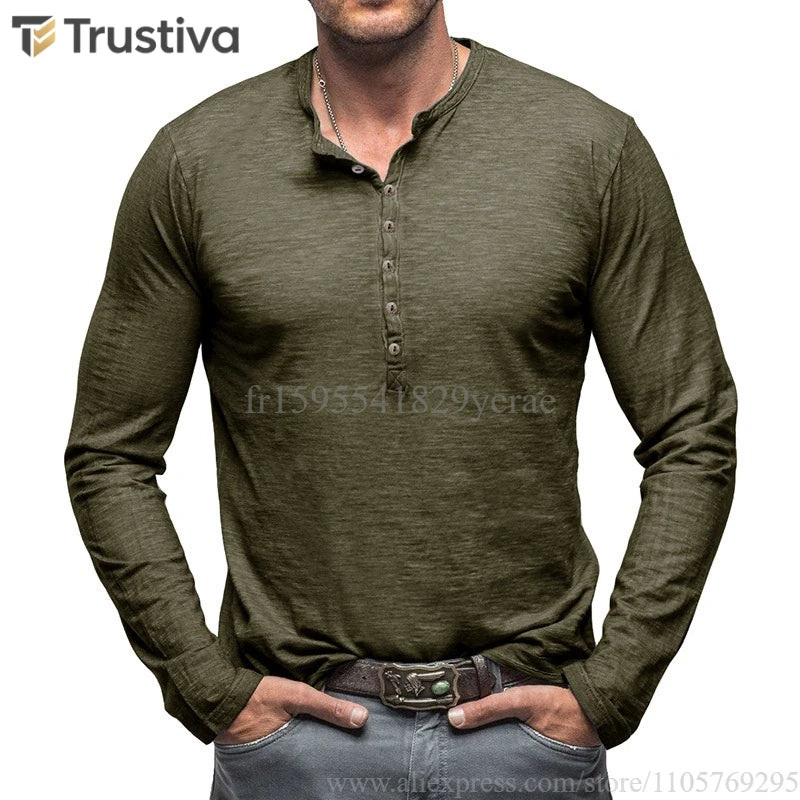 T-shirt Henley en coton