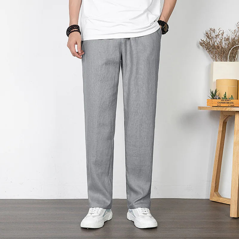 Pantalon droit ample en lin