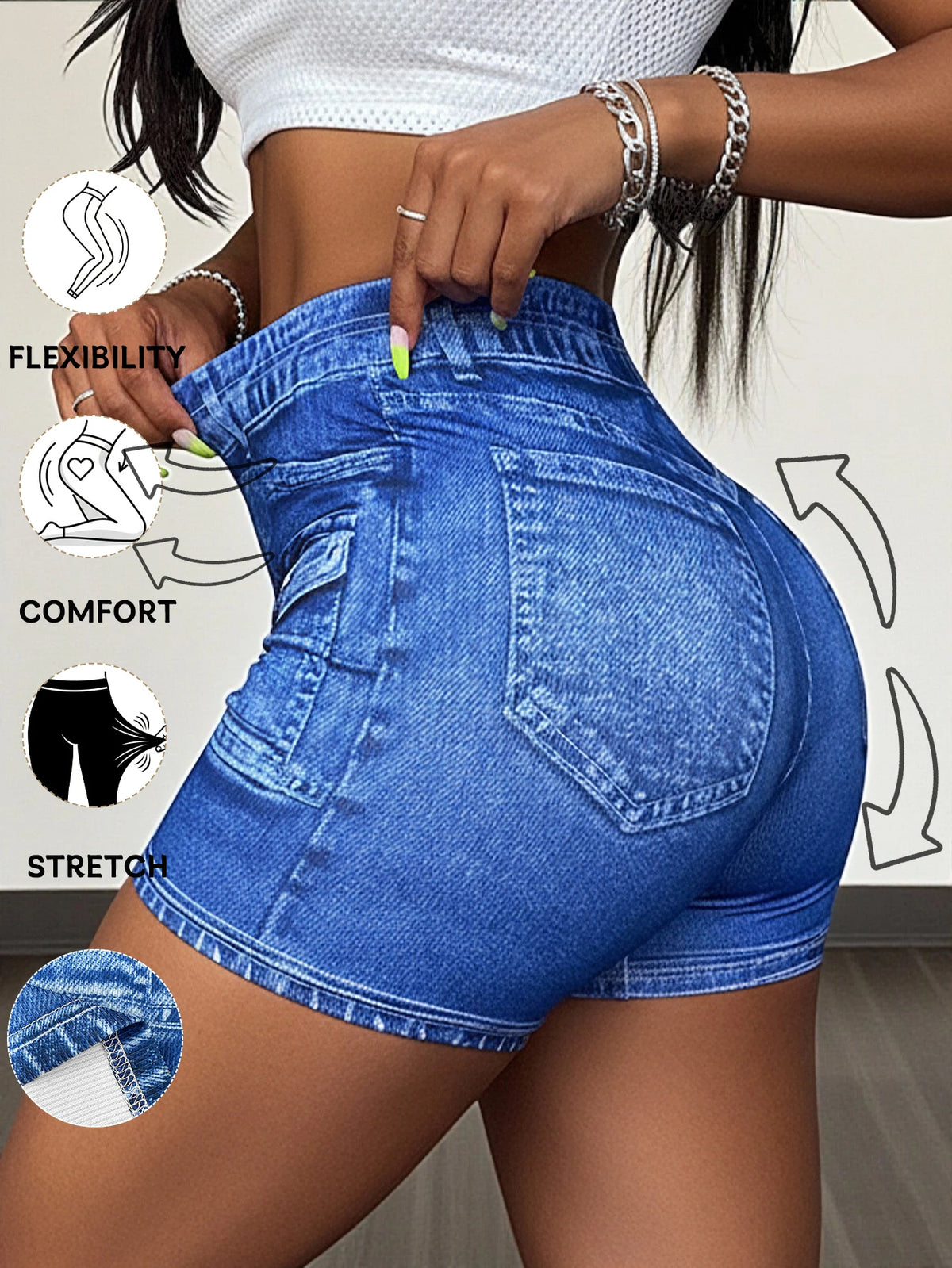 Short extensible effet denim