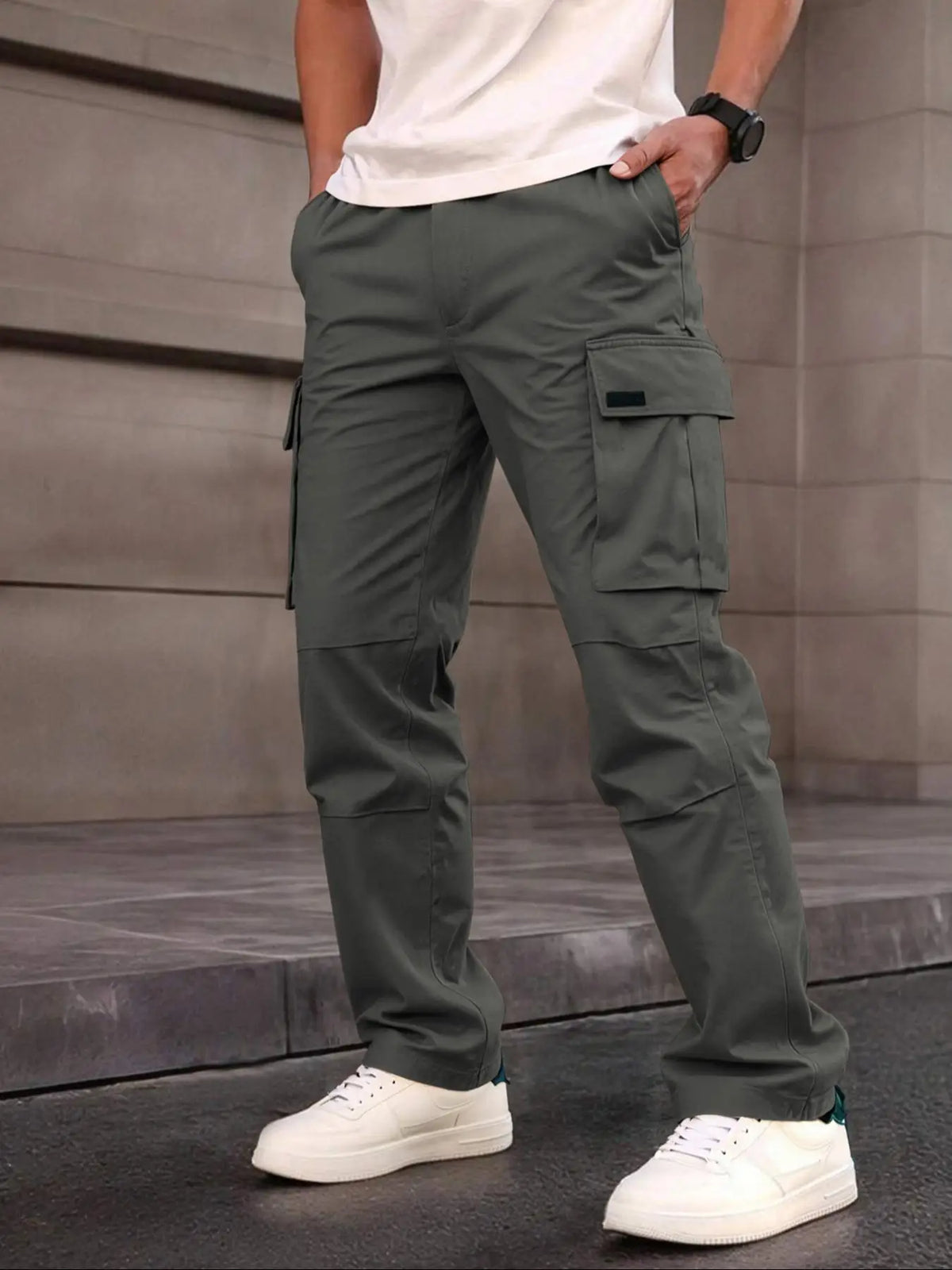 Pantalon cargo droit à cordon