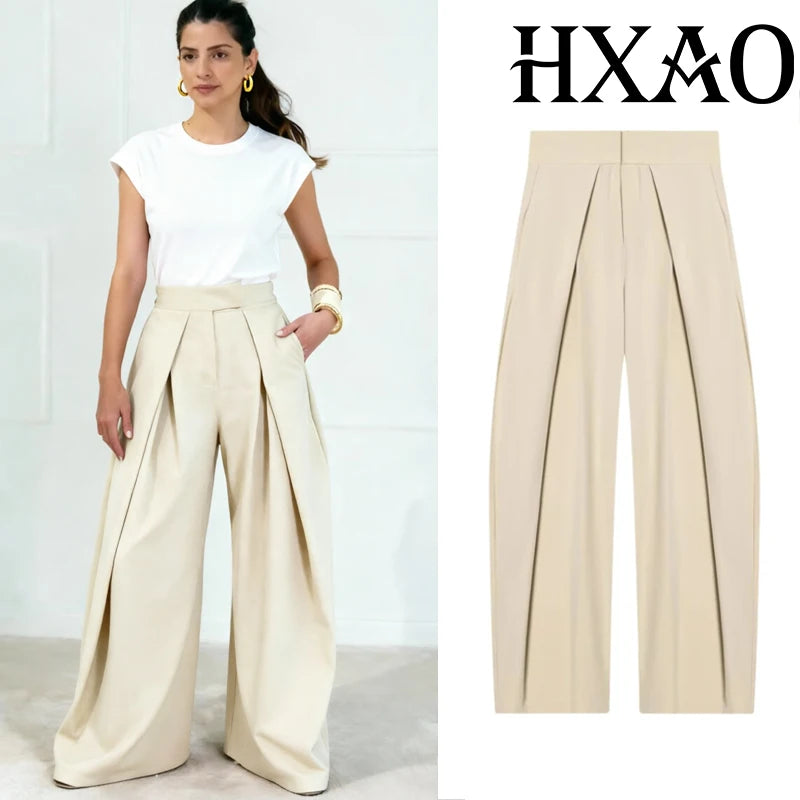 Pantalon large plissé