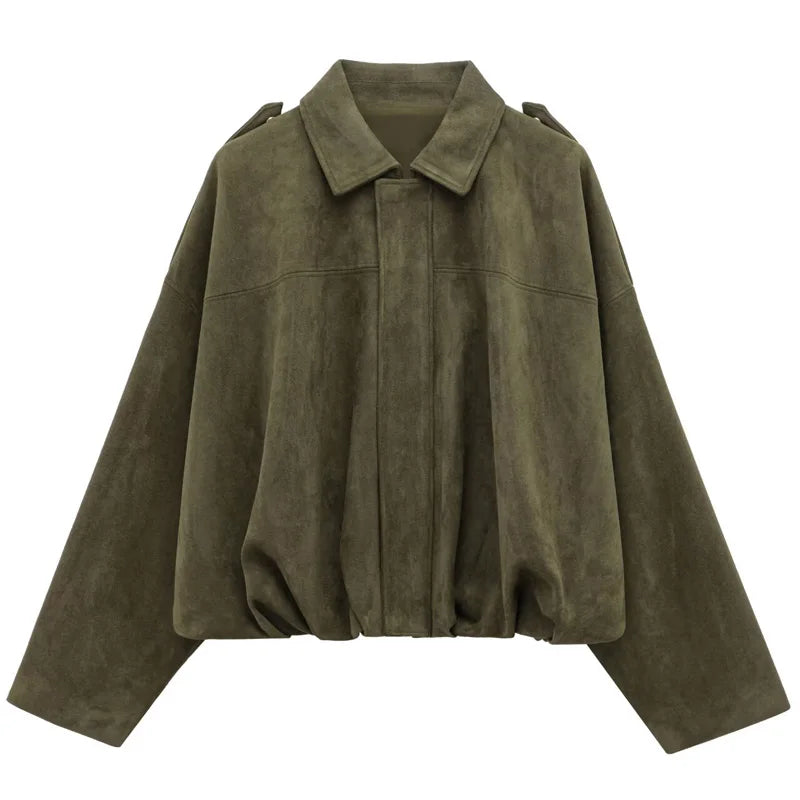 Veste bomber courte effet suédine