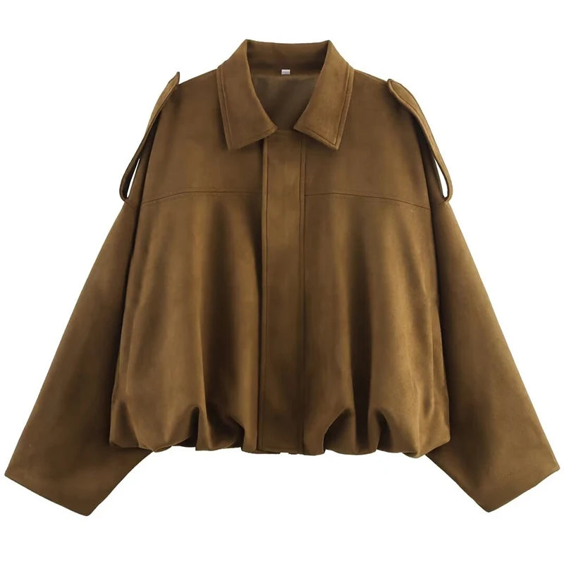 Veste bomber courte effet suédine