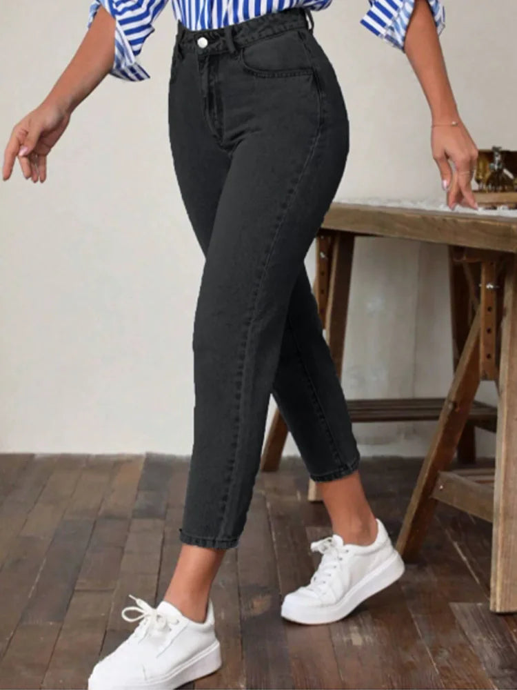 Jean droit taille haute