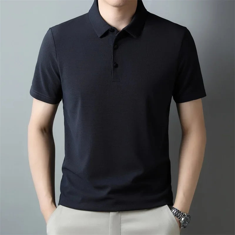 Polo uni en maille gaufrée