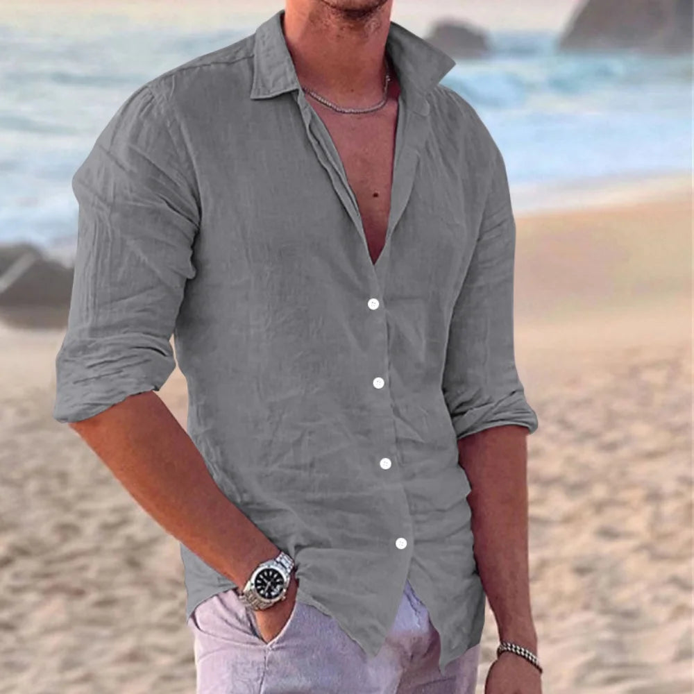 Chemise décontractée coton et lin
