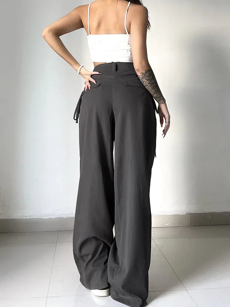 Pantalon large rétro plissé
