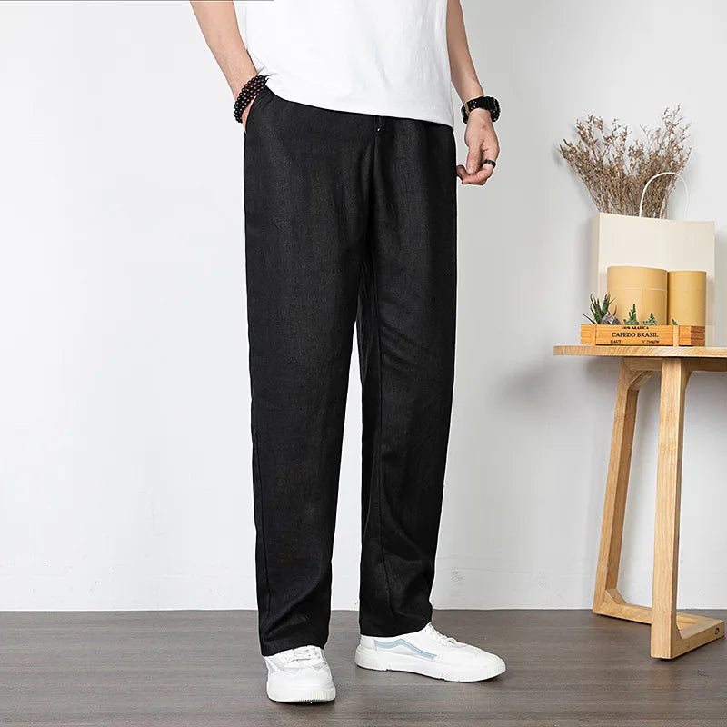 Pantalon droit ample en lin