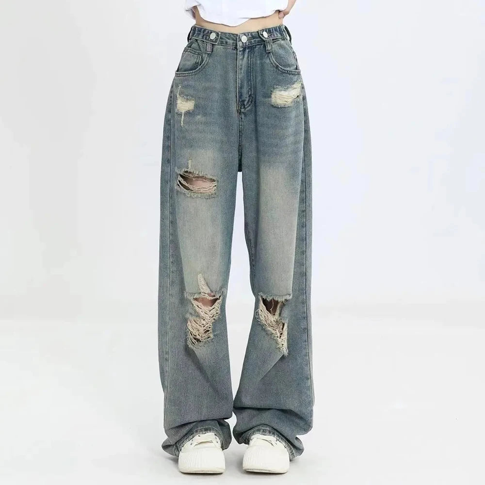 Jean large bleu déchiré