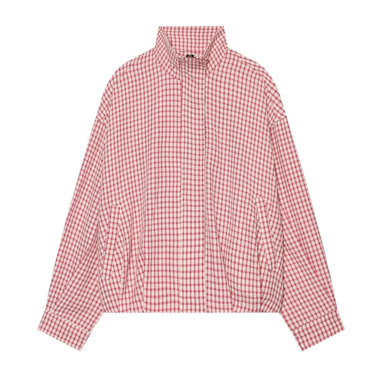 Veste bomber courte à carreaux