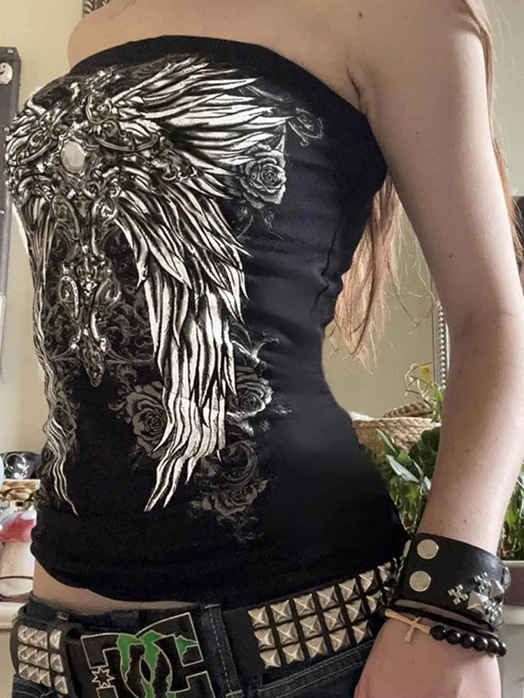 Top bandeau noir imprimé
