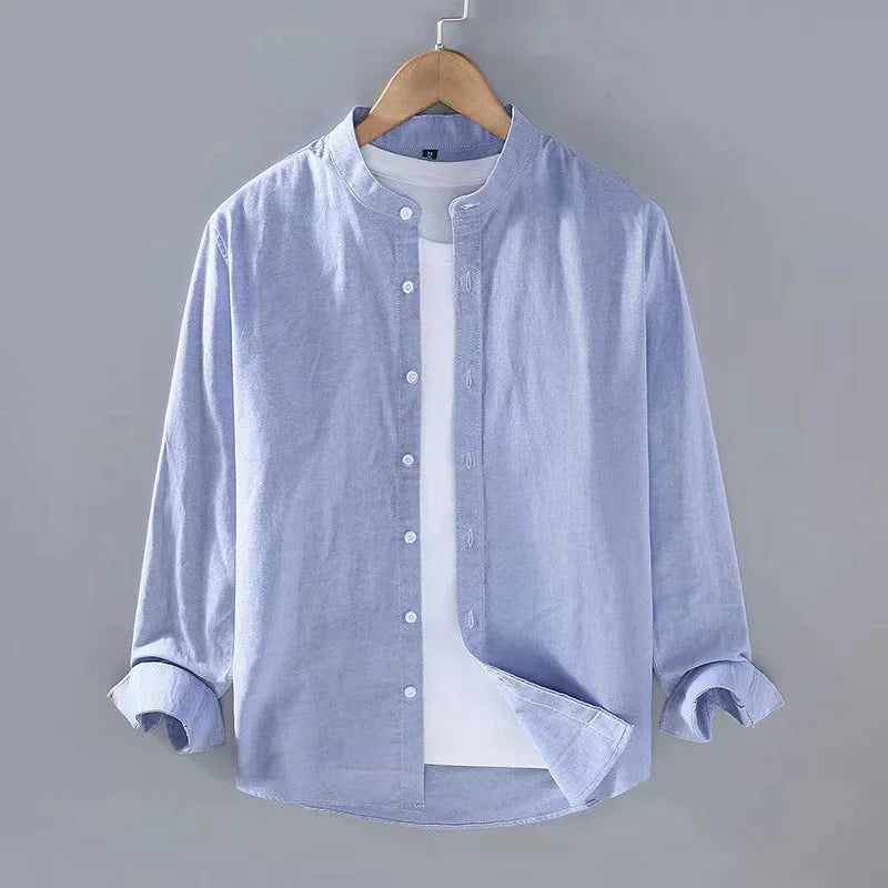 Chemise unie à col montant