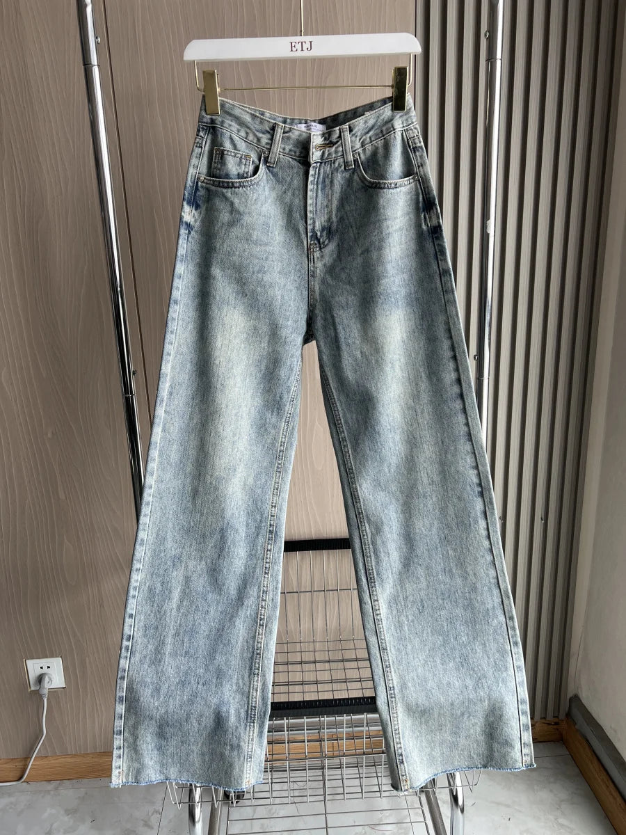 Jean large taille haute cinq poches