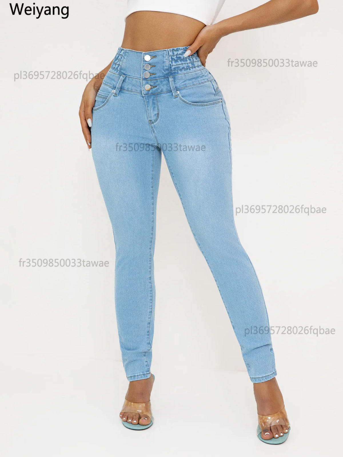 Jean ajusté taille haute longueur cheville