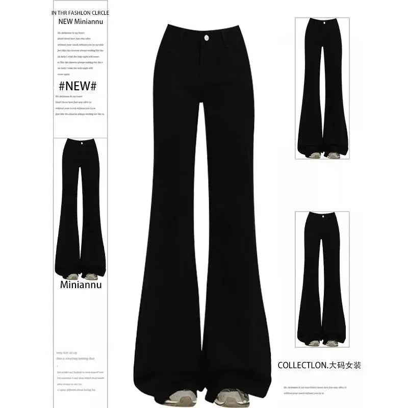 Jean évasé noir taille haute