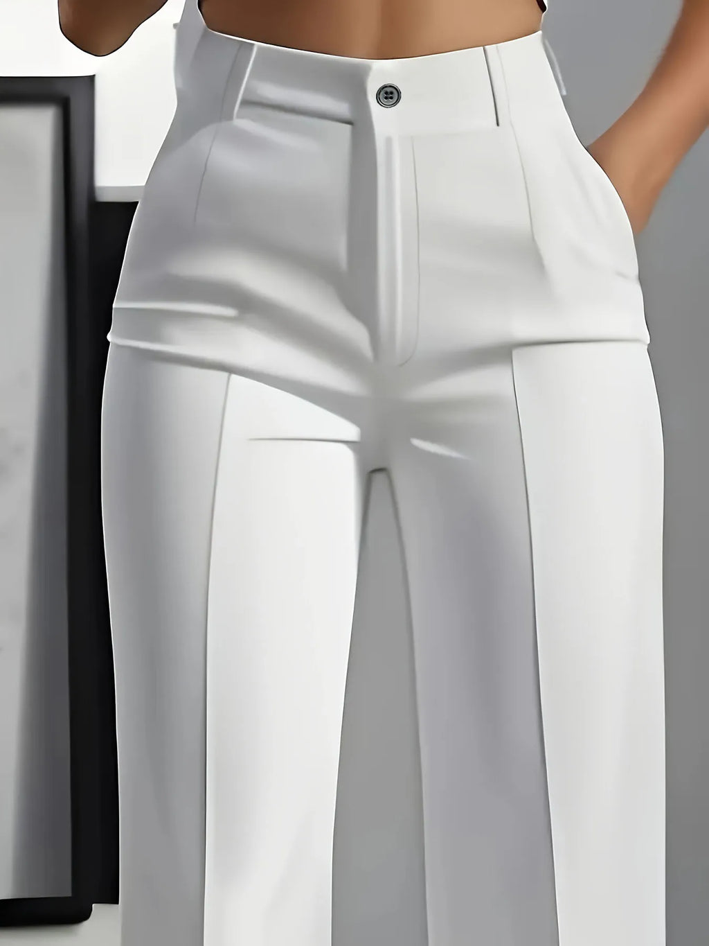 Pantalon droit fluide taille haute