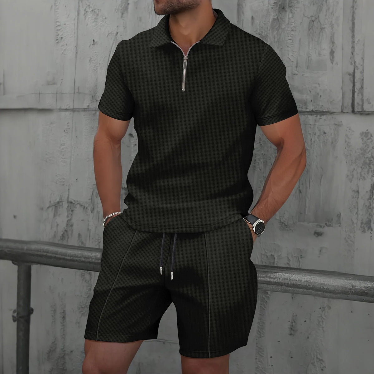 Ensemble polo zippé