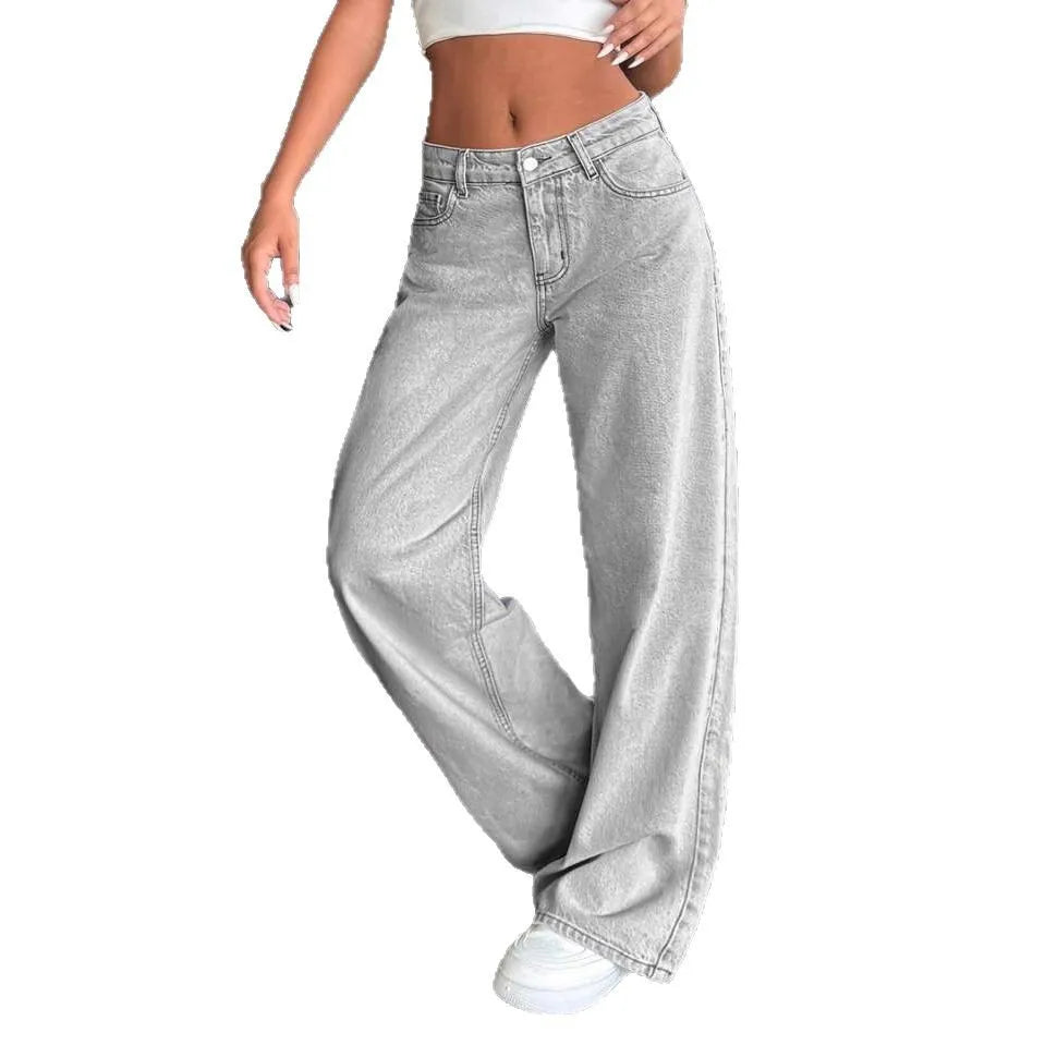 Jean large gris taille basse