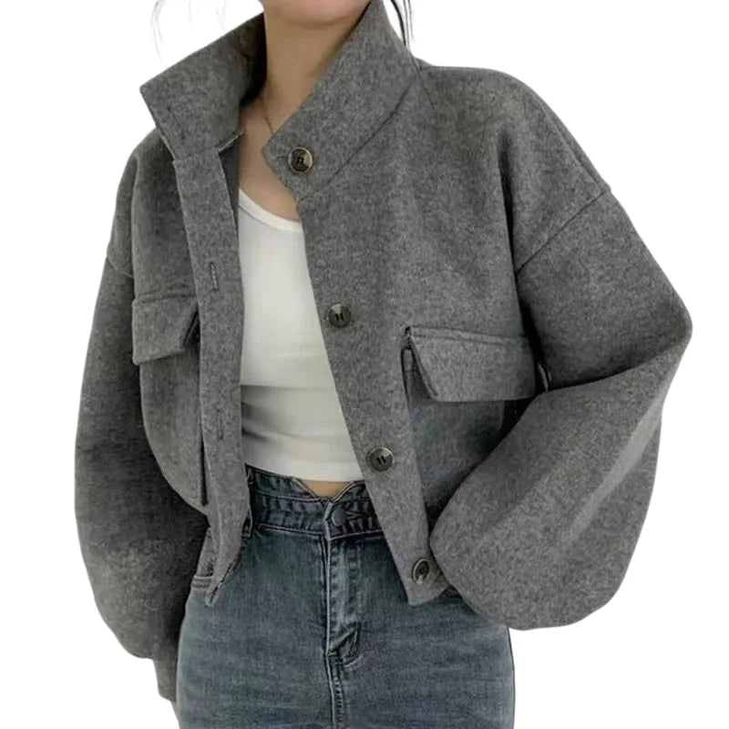 Veste courte à col rabattu