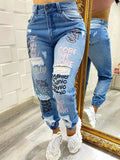 Jean bleu à appliqués
