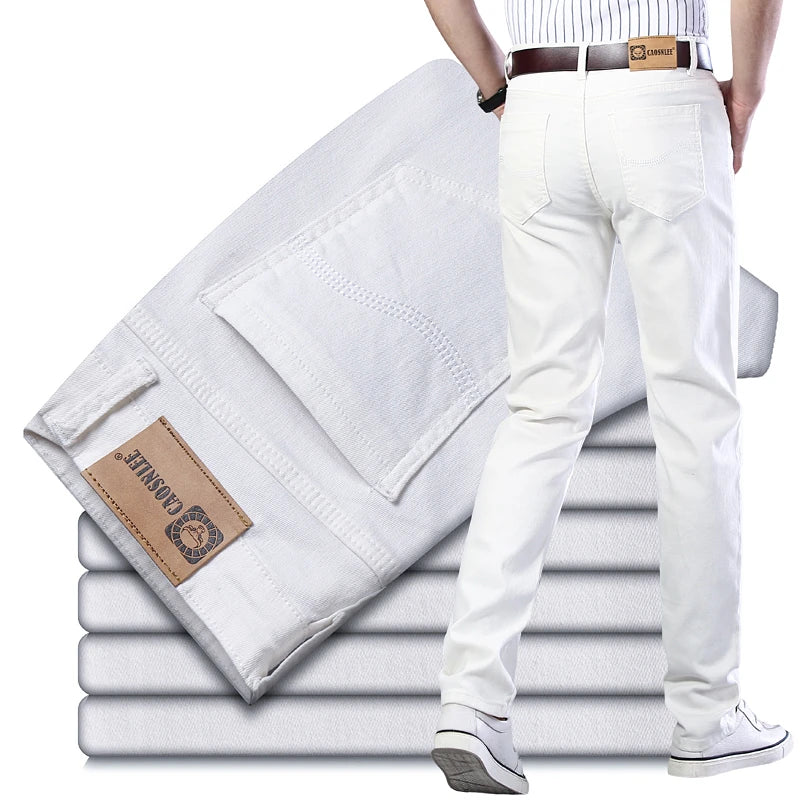 Jean droit extensible uni