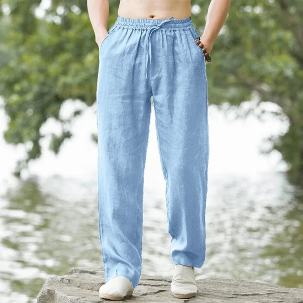 Pantalon droit coton-lin