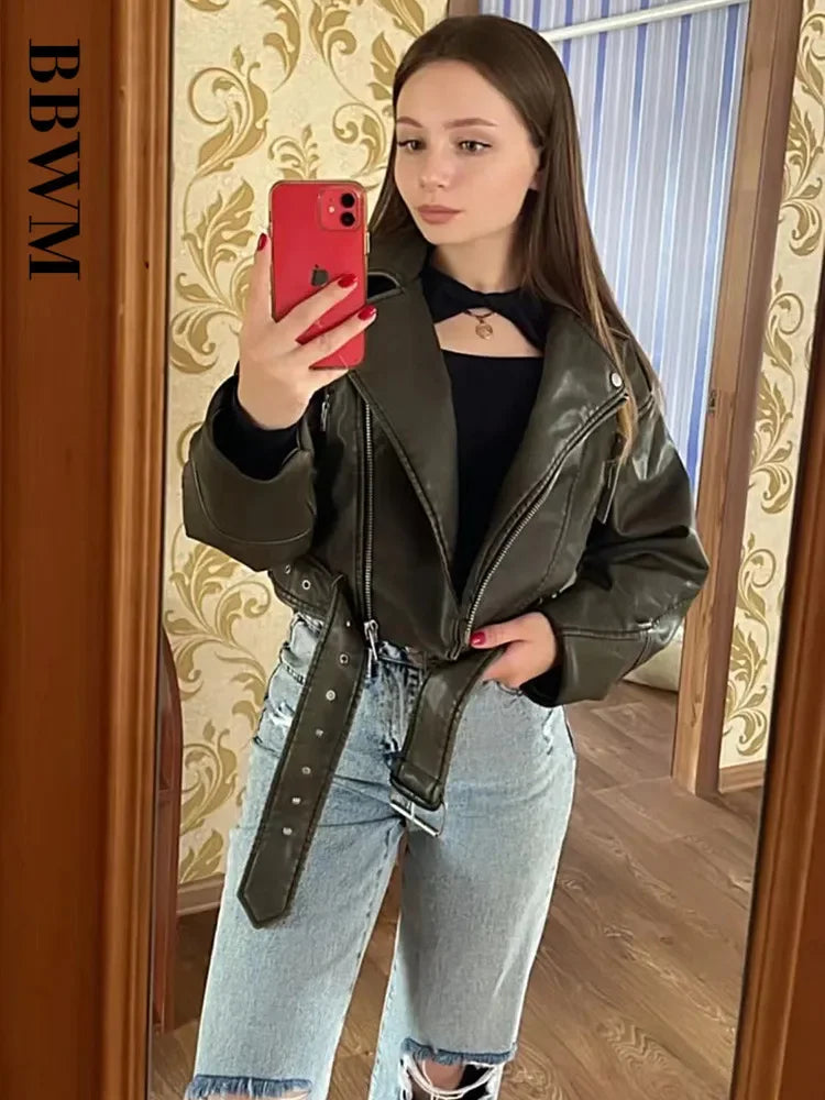 Veste motard ample effet cuir