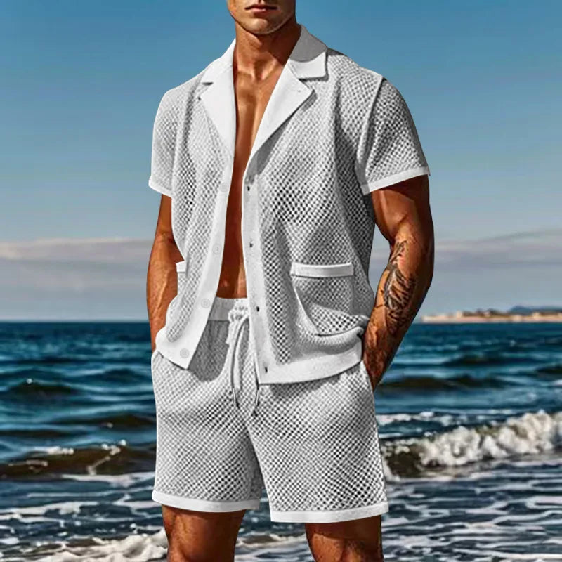 Ensemble chemise ajourée et short