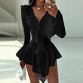 Robe courte col V à volants