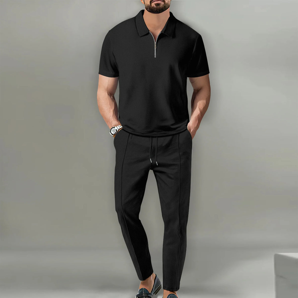 Ensemble polo zippé