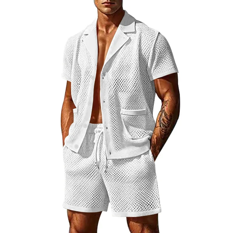 Ensemble chemise ajourée et short