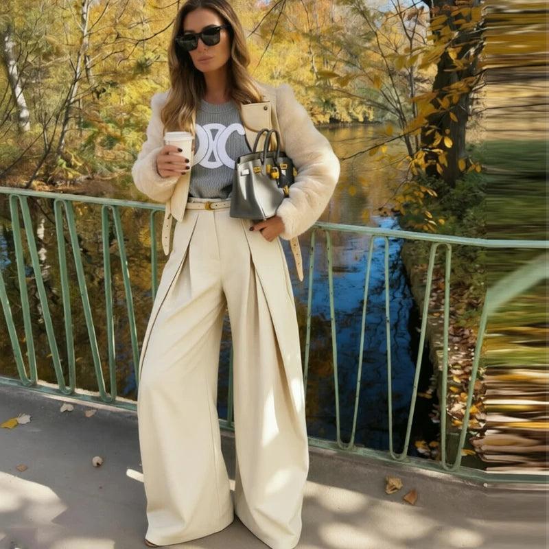 Pantalon large plissé